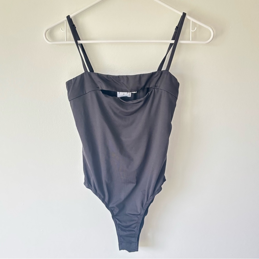 Princess Polly Black Body Suit Spaghetti Strap Cut Out Bodycon Fitted